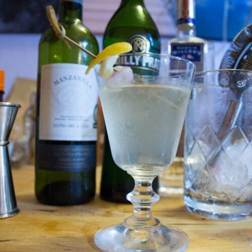 Verre a martini pour le dry martini du paysan cocktail