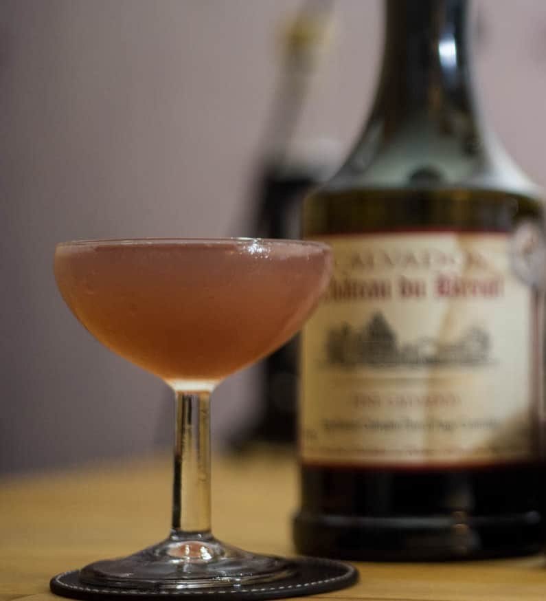 Jack Rose cocktail réalisé au chateau du breuil fine calvados