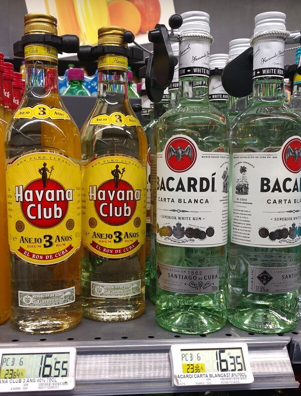 prix des bouteilles de havana club et bacardi au monoprix paris